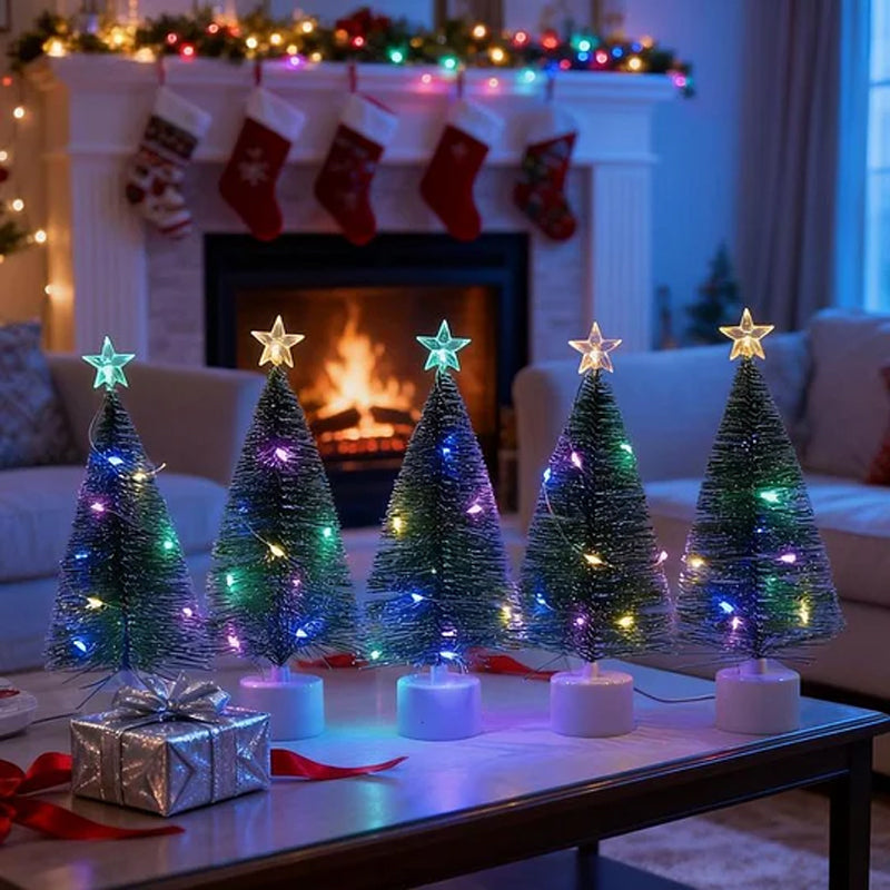 ✨ LED-minijulgran med stjärna – Flerfärgade lampor, trådlös & kompakt (Direkt julstämning på bordet!)