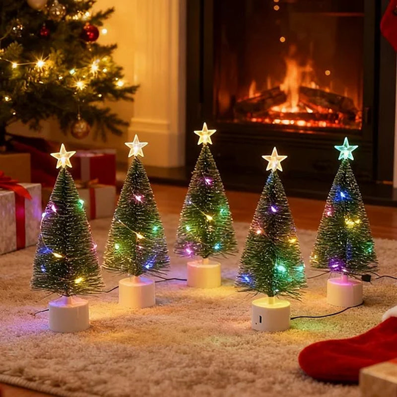 ✨ LED-minijulgran med stjärna – Flerfärgade lampor, trådlös & kompakt (Direkt julstämning på bordet!)