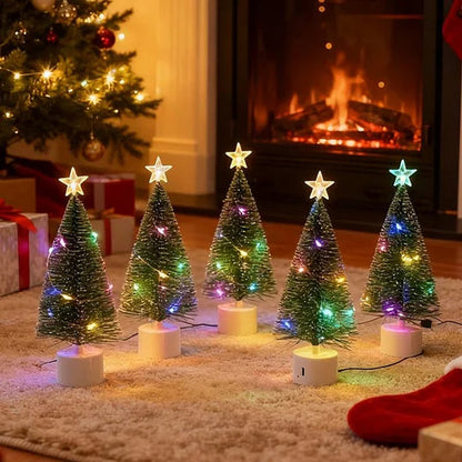 ✨ LED-minijulgran med stjärna – Flerfärgade lampor, trådlös & kompakt (Direkt julstämning på bordet!)