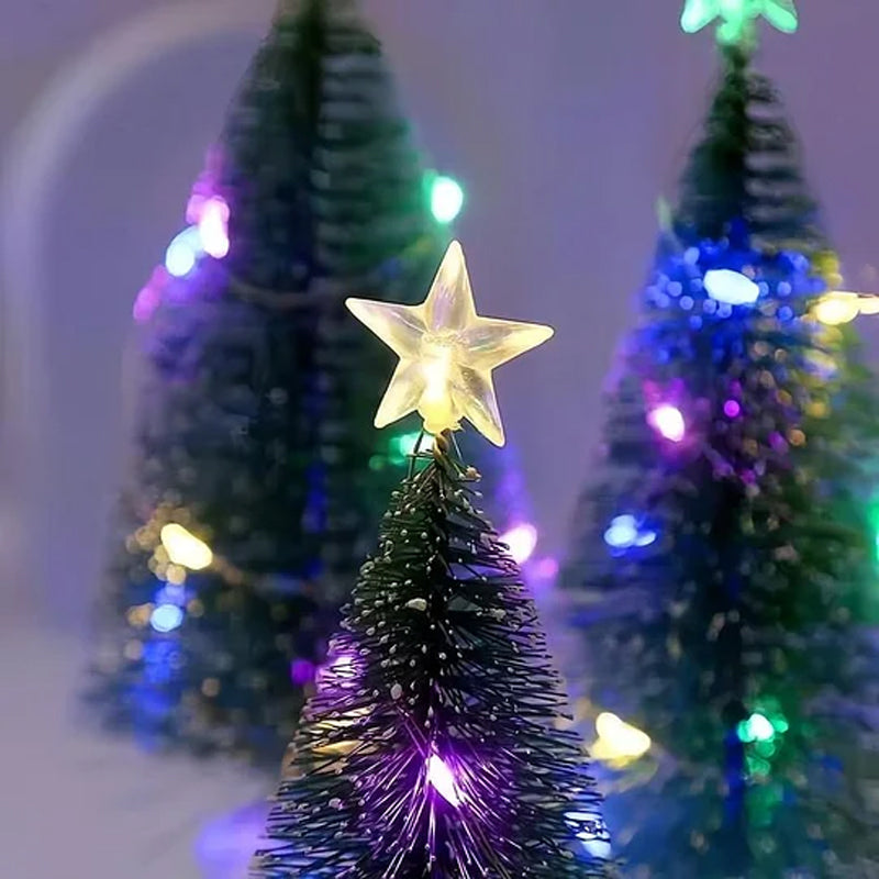 ✨ LED-minijulgran med stjärna – Flerfärgade lampor, trådlös & kompakt (Direkt julstämning på bordet!)