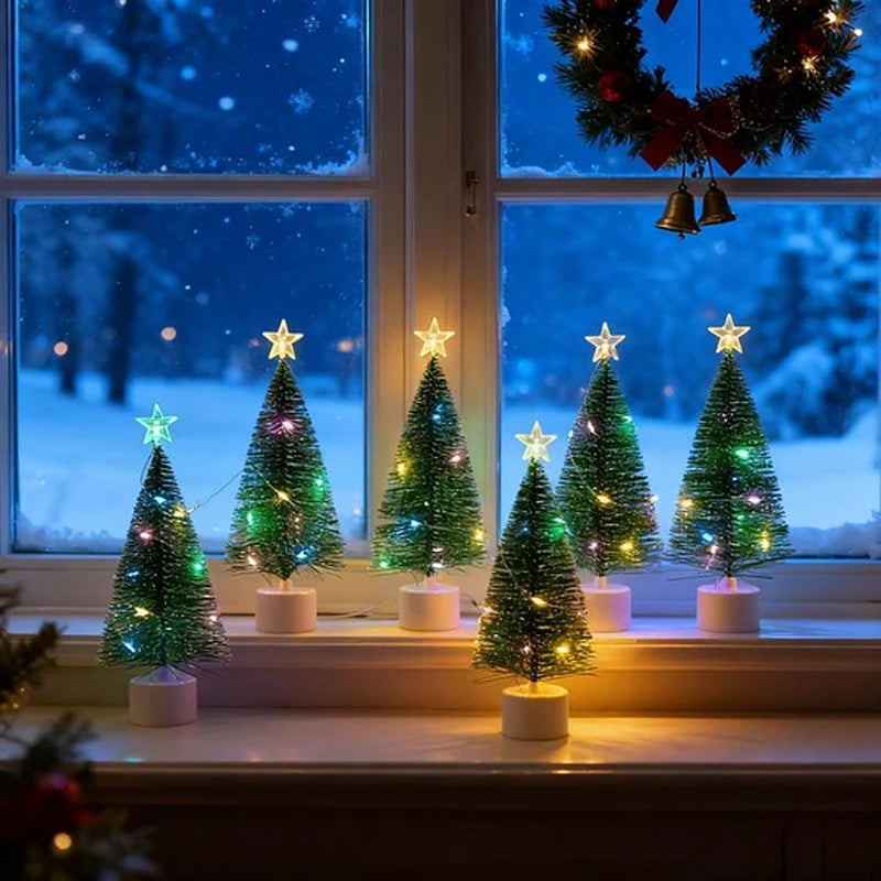 ✨ LED-minijulgran med stjärna – Flerfärgade lampor, trådlös & kompakt (Direkt julstämning på bordet!)