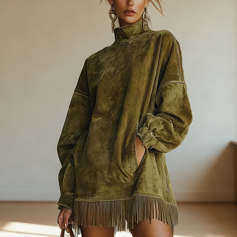 【S-3XL】💖Långärmad klänning med fransar🔥Köp 2 få fri frakt