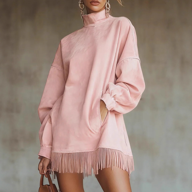 【S-3XL】💖Långärmad klänning med fransar🔥Köp 2 få fri frakt