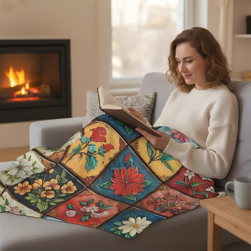 🔥Nyhet 50 % RABATT🔥Mysig och mjuk flanellfilt med blommönster
