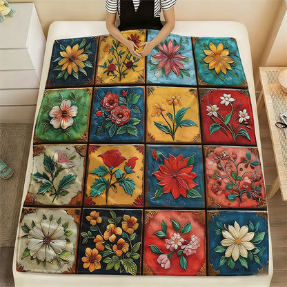 🔥Nyhet 50 % RABATT🔥Mysig och mjuk flanellfilt med blommönster
