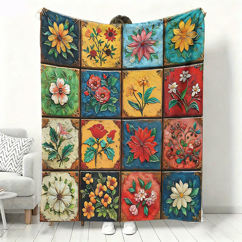 🔥Nyhet 50 % RABATT🔥Mysig och mjuk flanellfilt med blommönster