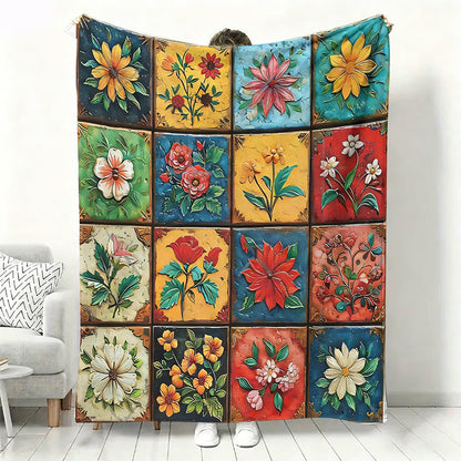 🔥Nyhet 50 % RABATT🔥Mysig och mjuk flanellfilt med blommönster