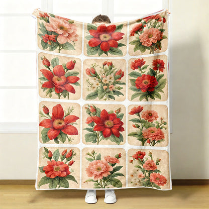 🔥Nyhet 50 % RABATT🔥Mysig och mjuk flanellfilt med blommönster