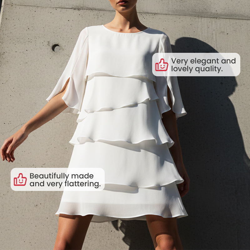 ⏳Time-Limited Special⏰Women's Elegant Layered Ruffle Sleeve Dress