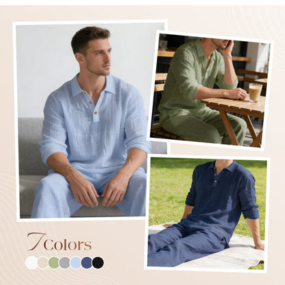 👕 50% OFF NOW! 🌿 Men's Linen Blend 2-Piece Casual Set – Breathable, Lightweight & Perfect for Summer Days ☀️