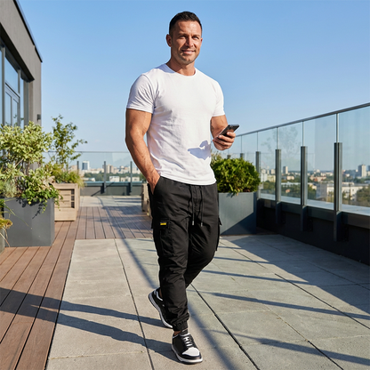 Men's Casual Cargo Pants with Drawstring