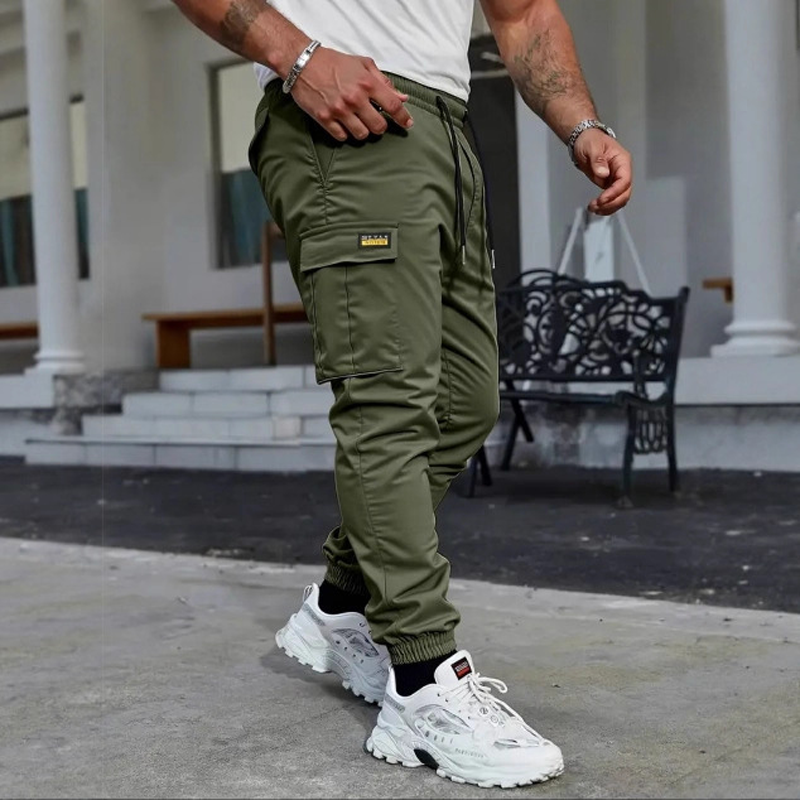 Men's Casual Cargo Pants with Drawstring