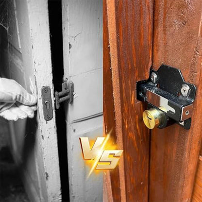 🔒 50/70 mm dubbelsidigt dörrlås - långt spärrhake med 5 nycklar | Hållbart och robust järnlås, lämpligt för inomhus- och utomhusbruk + fri frakt