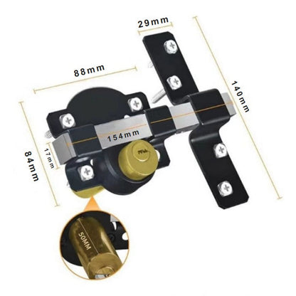 🔒 50/70 mm dubbelsidigt dörrlås - långt spärrhake med 5 nycklar | Hållbart och robust järnlås, lämpligt för inomhus- och utomhusbruk + fri frakt