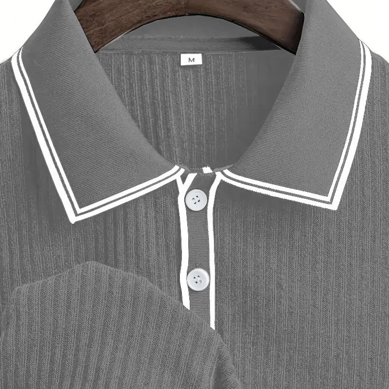 👕 50% RABATT! 🌞 Somrig Casual Kortärmad Pikétröja – Andningsbar Bomull, Modern Passform & Perfekt För Avslappnade Dagar 🏖️