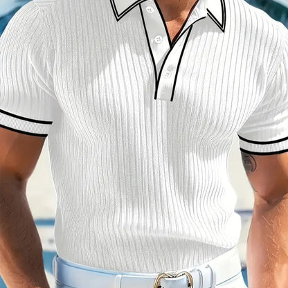 👕 50% RABATT! 🌞 Somrig Casual Kortärmad Pikétröja – Andningsbar Bomull, Modern Passform & Perfekt För Avslappnade Dagar 🏖️