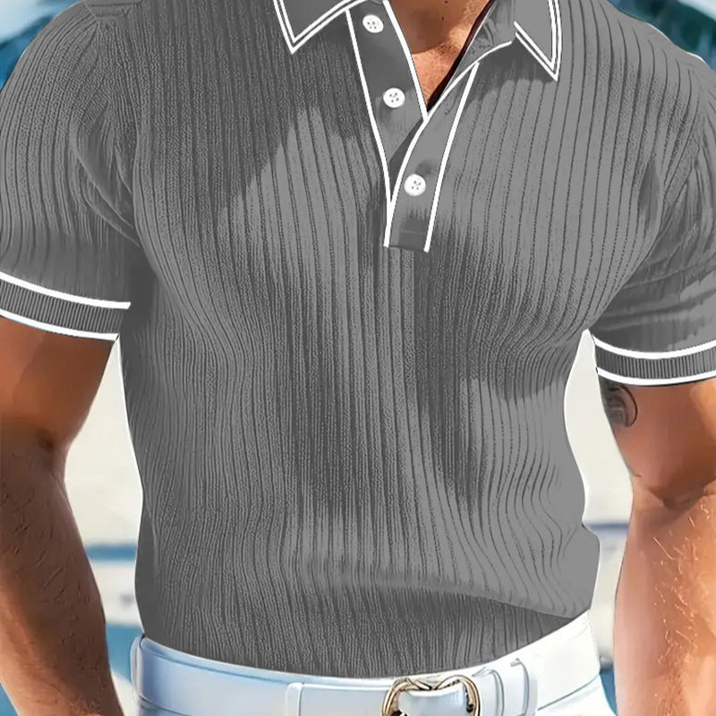 👕 50% RABATT! 🌞 Somrig Casual Kortärmad Pikétröja – Andningsbar Bomull, Modern Passform & Perfekt För Avslappnade Dagar 🏖️