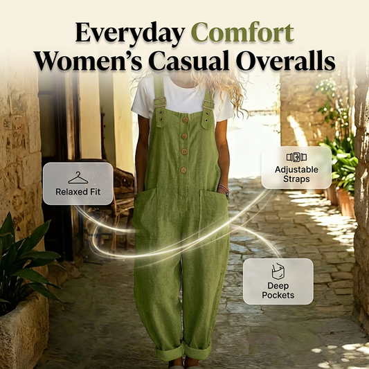 🌿Sommarrea - 50% RABATT!👖Damoveraller med knappar framtill, avslappnad passform