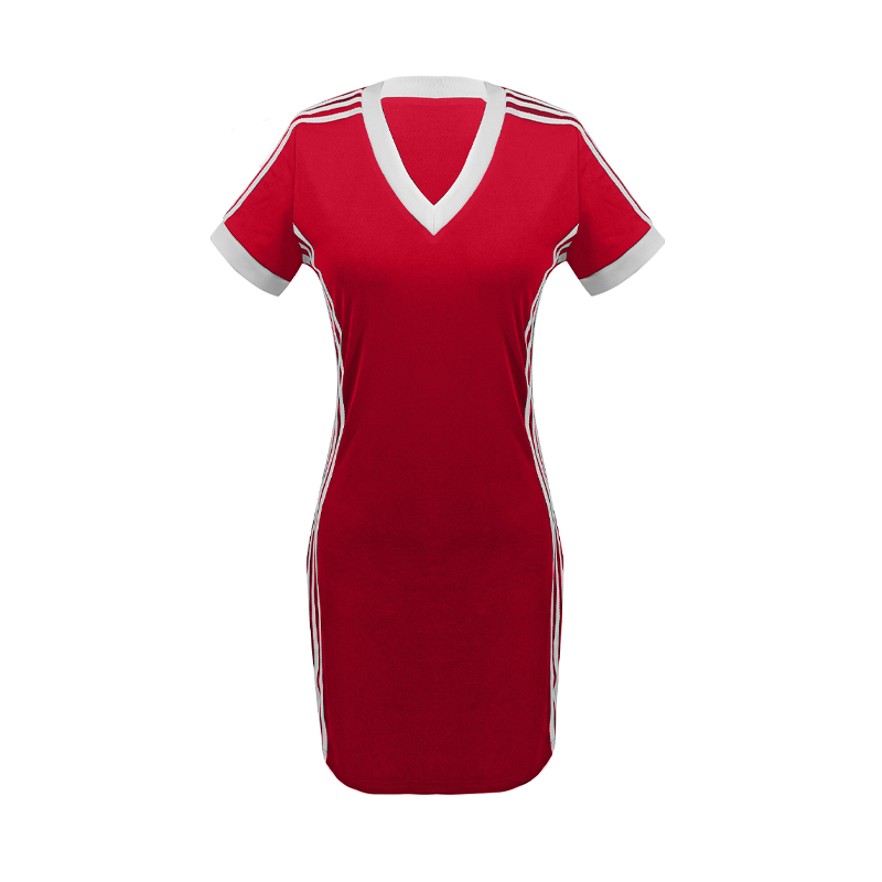 🥳SUMMER HOT SALE🥳💞50K+ SOLD!💥50% OFF! 🔥Women's Sporty V-Neck Bodycon Mini Dress