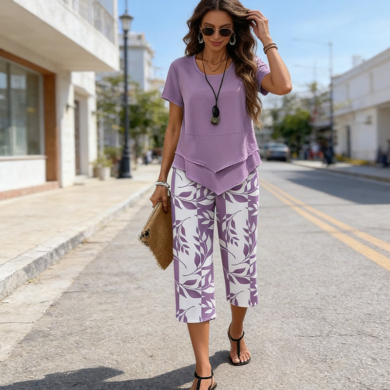 🌸 Flerskiktat fritidsset med extra vida byxor ✨ Perfekt för vardagsbruk och resor