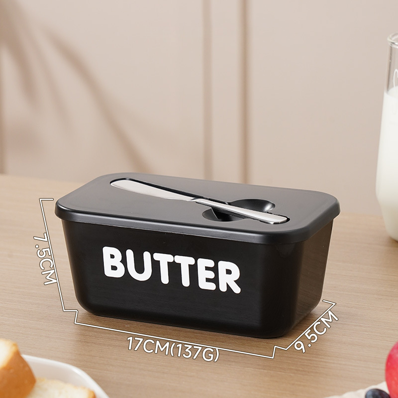 🍞🥄 Stor smörskål | Plast med lock och integrerad kniv
