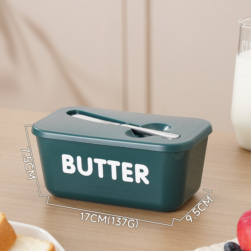🍞🥄 Stor smörskål | Plast med lock och integrerad kniv