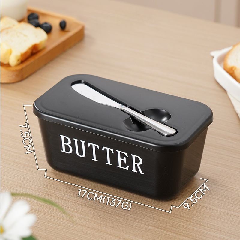 🍞🥄 Stor smörskål | Plast med lock och integrerad kniv