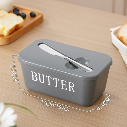 🍞🥄 Stor smörskål | Plast med lock och integrerad kniv