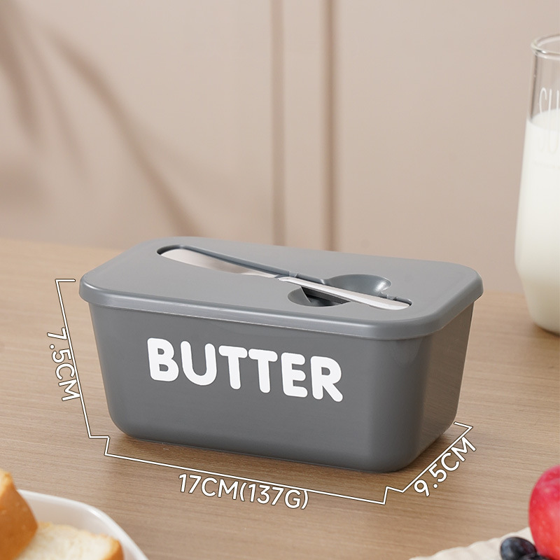 🍞🥄 Stor smörskål | Plast med lock och integrerad kniv