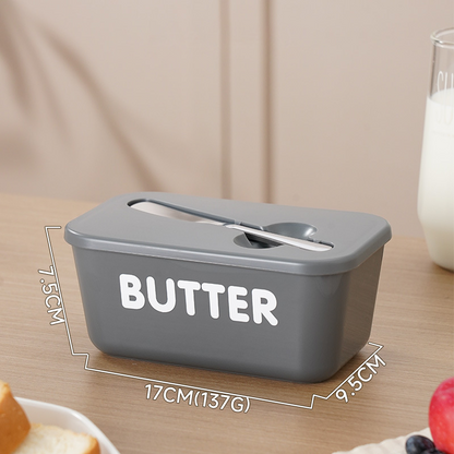🍞🥄 Stor smörskål | Plast med lock och integrerad kniv