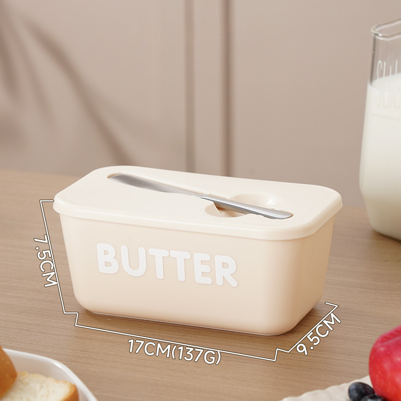 🍞🥄 Stor smörskål | Plast med lock och integrerad kniv
