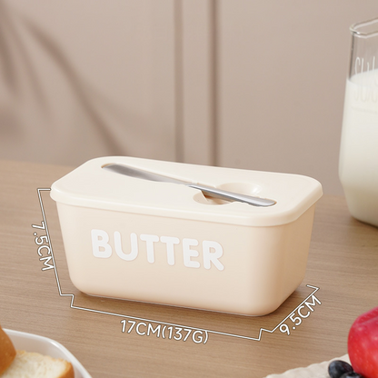 🍞🥄 Stor smörskål | Plast med lock och integrerad kniv