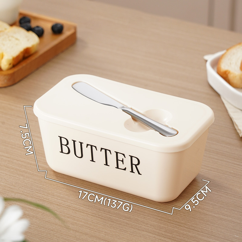 🍞🥄 Stor smörskål | Plast med lock och integrerad kniv