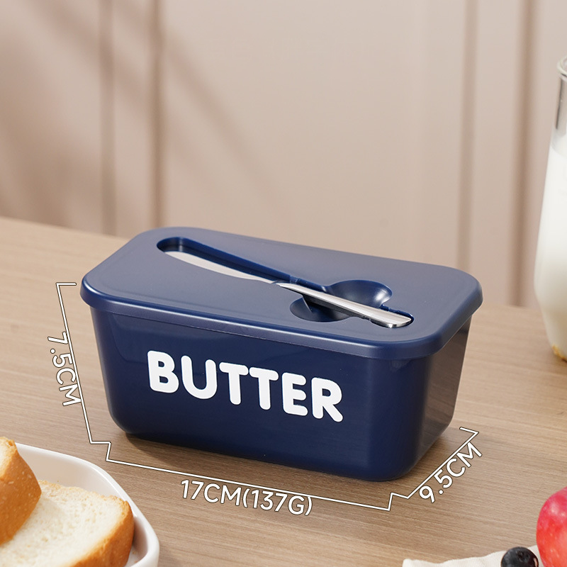 🍞🥄 Stor smörskål | Plast med lock och integrerad kniv