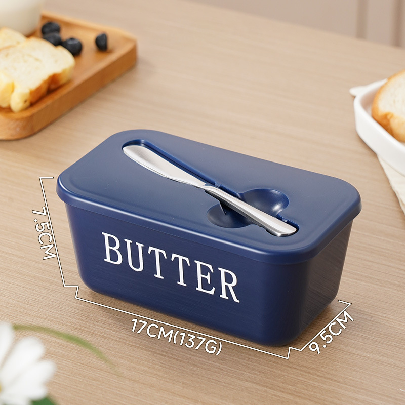 🍞🥄 Stor smörskål | Plast med lock och integrerad kniv