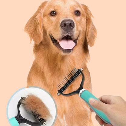 Dubbelsidig avfallningsborste för husdjur – 2 sidor, ergonomiskt handtag & skonsam mot huden 🐕🐈