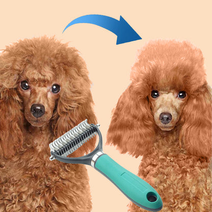 Dubbelsidig avfallningsborste för husdjur – 2 sidor, ergonomiskt handtag & skonsam mot huden 🐕🐈