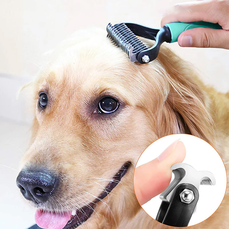 Dubbelsidig avfallningsborste för husdjur – 2 sidor, ergonomiskt handtag & skonsam mot huden 🐕🐈