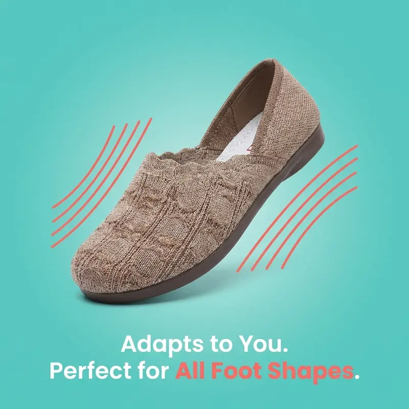 👡 50% RABATT NU! 🌿 Kvinnors Andningsbara Vävda Slip-On Flats – Andningsbar Stickad Ovandel, Flexibel Halksäker Sula & Dämpad Innermak – Heldagskomfort ✨