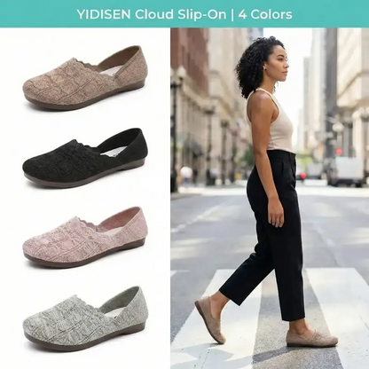 👡 50% RABATT NU! 🌿 Kvinnors Andningsbara Vävda Slip-On Flats – Andningsbar Stickad Ovandel, Flexibel Halksäker Sula & Dämpad Innermak – Heldagskomfort ✨