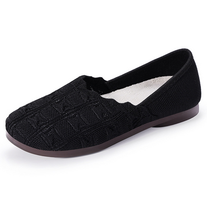 👡 50% RABATT NU! 🌿 Kvinnors Andningsbara Vävda Slip-On Flats – Andningsbar Stickad Ovandel, Flexibel Halksäker Sula & Dämpad Innermak – Heldagskomfort ✨