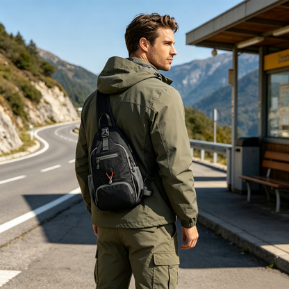 🎒 TIDBEGRÄNSAD 50% RABATT! ✨ Herr Outdoor Sling Bag – Flerfickor, Vattentålig, Andningsbar Baksida 🌦️