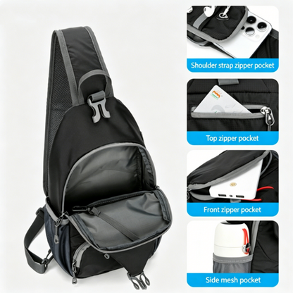 🎒 TIDBEGRÄNSAD 50% RABATT! ✨ Herr Outdoor Sling Bag – Flerfickor, Vattentålig, Andningsbar Baksida 🌦️
