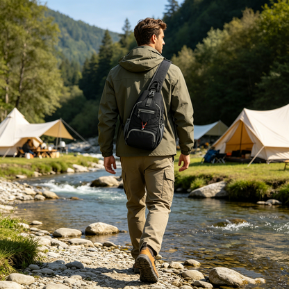 🎒 TIDBEGRÄNSAD 50% RABATT! ✨ Herr Outdoor Sling Bag – Flerfickor, Vattentålig, Andningsbar Baksida 🌦️