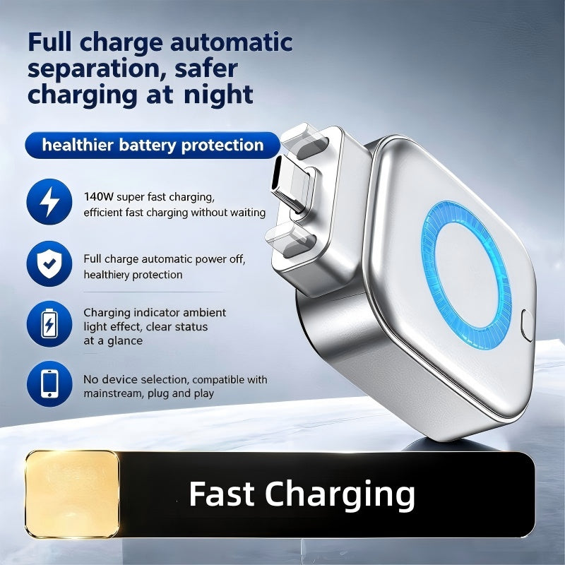 🌞Fräsch in i våren med 50% rabatt!⚡140W supersnabb laddare med AI automatisk avstängning - USB-C PD3.1 - Intelligent batteriskydd - Universal för iPhone, MacBook och surfplattor