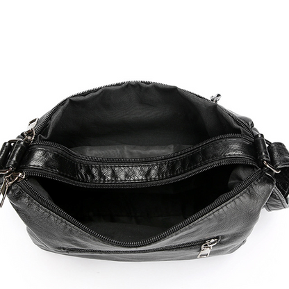 👜50% RABATT! ✨Korsväska i mjukt PU-läder med flera fickor för dam