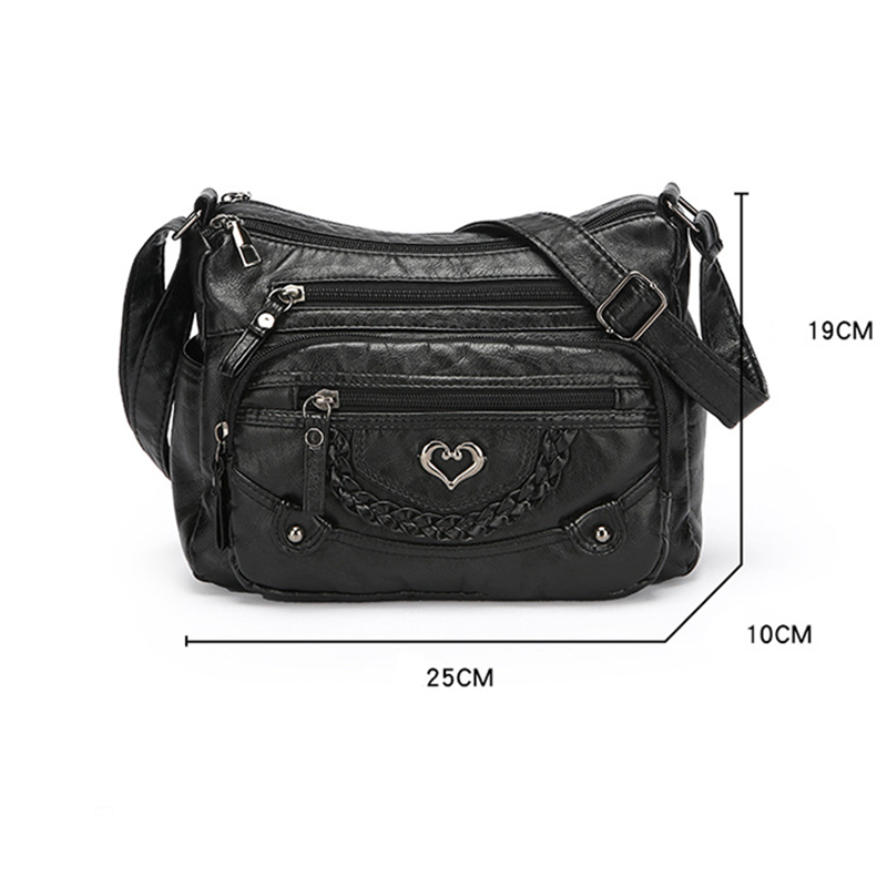 👜50% RABATT! ✨Korsväska i mjukt PU-läder med flera fickor för dam