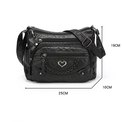 👜50% RABATT! ✨Korsväska i mjukt PU-läder med flera fickor för dam