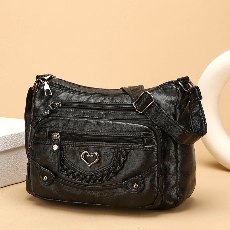 👜50% RABATT! ✨Korsväska i mjukt PU-läder med flera fickor för dam