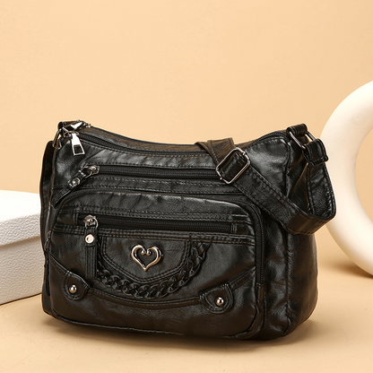 👜50% RABATT! ✨Korsväska i mjukt PU-läder med flera fickor för dam